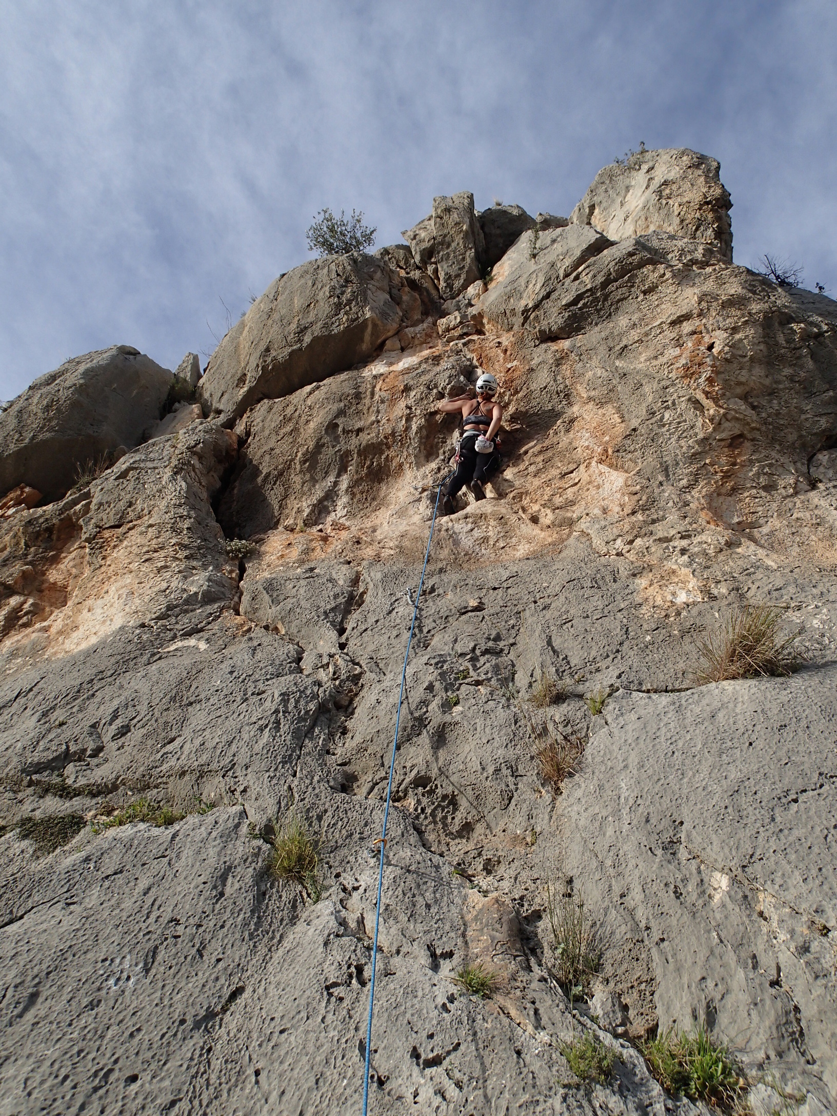 Romina leading one of the routes at Cucina Caliente